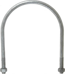 Gibraltar - 1/2-13 UNC, 8-3/8" Long, Round U Bolt Clamp with No Mount Plate for 6" Pipe - 2" Thread Length, 6-3/4" Wide, Grade C-1010 Steel - Benchmark Tooling