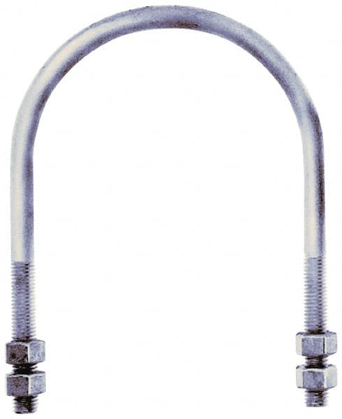 Gibraltar - 1/4-20 UNC, 2-15/16" Long, Round U Bolt Clamp with No Mount Plate for 1/2" Pipe - 2-1/2" Thread Length, 7/8" Wide, Grade C-1010 Steel - Benchmark Tooling