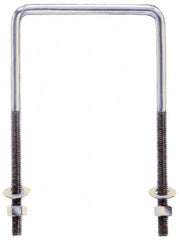 Gibraltar - 3/8-16 UNC, 3" Long, Square U Bolt Clamp with No Mount Plate - 1-1/2" Thread Length, 2" Wide, Grade 304 Stainless Steel - Benchmark Tooling