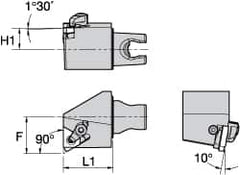 Kennametal - Insert Style LT 16EL, 30mm Head Length, Right Hand Cut, External Modular Threading Cutting Unit Head - System Size KM25, 22mm Center to Cutting Edge, Series LT Threading - Benchmark Tooling