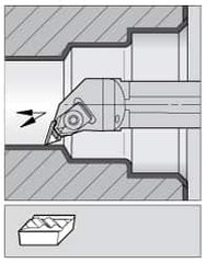 Kennametal - NP.., 17.5° Lead Angle A-NKQC Internal Left Hand Indexable Profiling Toolholder - 1" Shank Width, 12" Long, Steel, Through Coolant - Benchmark Tooling