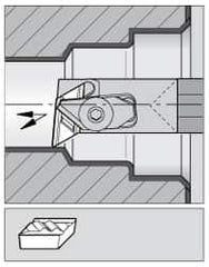 Kennametal - NPL, 5° Lead Angle E-NEL Internal Right Hand Indexable Profiling Toolholder - 1/2" Shank Width, 207.01mm Long, Carbide, Through Coolant - Benchmark Tooling
