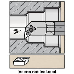 Kennametal - KC.., 5° Lead Angle E-NKLC Internal Left Hand Indexable Profiling Toolholder - 12mm Shank Width, 180mm Long, Carbide, Through Coolant - Benchmark Tooling