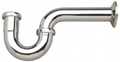 Federal Process - 1-1/4 Outside Diameter, 17 Gauge, P Trap with Wall Pipe - Chrome Coated, Brass - Benchmark Tooling