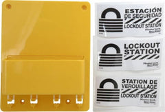 Master Lock - 1 Piece, Empty Polycarbonate Tag and Padlock / Hasp Station - 7-3/4 Inch Wide x 9-3/4 Inch High x 2-7/8 Inch Deep, Yellow - Benchmark Tooling