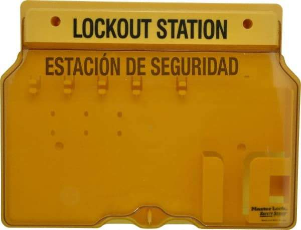 Master Lock - 1 Piece, Empty Polycarbonate Padlock Station - 16 Inch Wide x 12-1/4 Inch High x 1-3/4 Inch Deep, Yellow, Covered - Benchmark Tooling