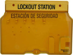 Master Lock - 1 Piece, Empty Polycarbonate Padlock Station - 16 Inch Wide x 12-1/4 Inch High x 1-3/4 Inch Deep, Yellow, Covered - Benchmark Tooling