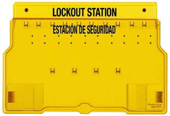 Master Lock - 1 Piece, Empty Polycarbonate Padlock Station - 22 Inch Wide x 15-1/2 Inch High x 1-3/4 Inch Deep, Yellow, Covered - Benchmark Tooling