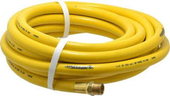 PRO-SOURCE - 1/2" ID x 3/4" OD 25' Long Multipurpose Air Hose - MNPT x MNPT Ends, 300 Working psi, 23 to 150°F, 1/2" Fitting, Yellow - Benchmark Tooling