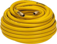 PRO-SOURCE - 3/8" ID x 19/32" OD 50' Long Multipurpose Air Hose - MNPT x MNPT Ends, 300 Working psi, 23 to 150°F, 1/4" Fitting, Yellow - Benchmark Tooling