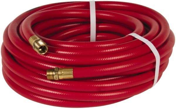 PRO-SOURCE - 1/2" ID x 3/4" OD 50' Long Multipurpose Air Hose - MNPT x MNPT Ends, 300 Working psi, 23 to 150°F, 1/2" Fitting, Red - Benchmark Tooling