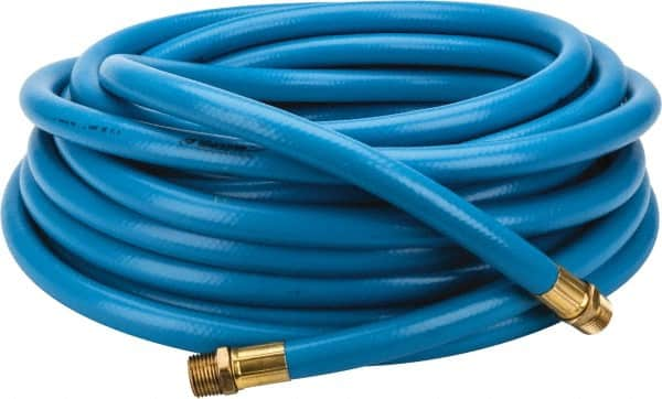 PRO-SOURCE - 1/2" ID x 3/4" OD 50' Long Multipurpose Air Hose - MNPT x MNPT Ends, 300 Working psi, 23 to 150°F, 1/2" Fitting, Blue - Benchmark Tooling