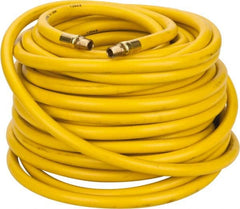 PRO-SOURCE - 3/8" ID x 19/32" OD 100' Long Multipurpose Air Hose - MNPT x MNPT Ends, 300 Working psi, 23 to 150°F, 1/4" Fitting, Yellow - Benchmark Tooling