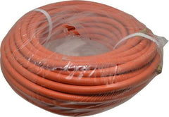 PRO-SOURCE - 3/8" ID x 19/32" OD 100' Long Multipurpose Air Hose - MNPT x MNPT Ends, 300 Working psi, 23 to 150°F, 1/4" Fitting, Orange - Benchmark Tooling