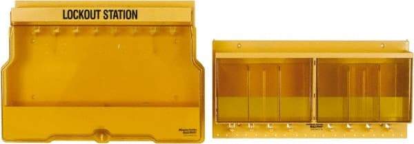 Master Lock - 1 Piece, Empty Polycarbonate Electrical and Valve Lockout Station - 23-1/2 Inch Wide x 27 Inch High x 4-1/8 Inch Deep, Yellow - Benchmark Tooling