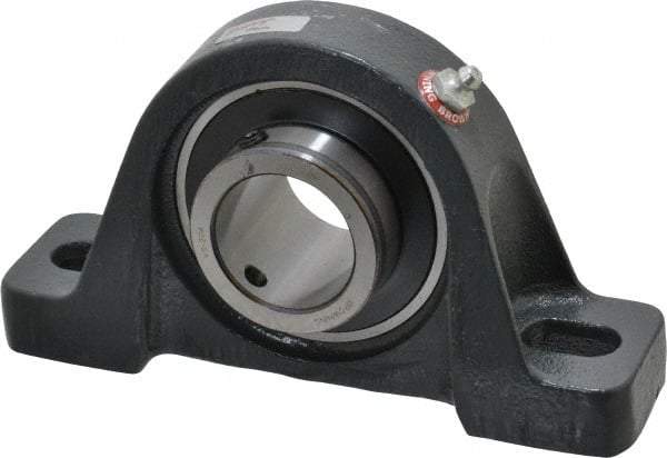 Browning - 1-1/2" ID, 7-1/8" OAL x 4" OAH Pillow Block - 4,467 Lb Static Cap, 7,340 Lb Dyn Cap, 5-3/8" Btw Mnt Hole Ctrs, 2" Base-to-Ctr Ht, Cast Iron - Benchmark Tooling