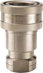 Parker - 1/4 NPTF 303 Stainless Steel Hydraulic Hose Female Pipe Thread Coupler - 2,000 psi, 3 GPM - Benchmark Tooling