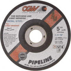 Camel Grinding Wheels - 24 Grit, 6" Wheel Diam, 1/8" Wheel Thickness, Type 27 Depressed Center Wheel - Coarse Grade, Aluminum Oxide, Resinoid Bond, 10,200 Max RPM - Benchmark Tooling