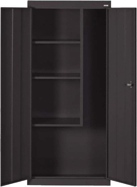 Sandusky Lee - 3 Shelf Combination Storage Cabinet - Steel, 30" Wide x 15" Deep x 66" High, Black - Benchmark Tooling