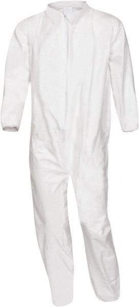 PRO-SAFE - Size 6XL Film Laminate Chemical Resistant Coveralls - White, Zipper Closure, Elastic Cuffs, Elastic Ankles, Serged Seams, ISO Class 5 - Benchmark Tooling