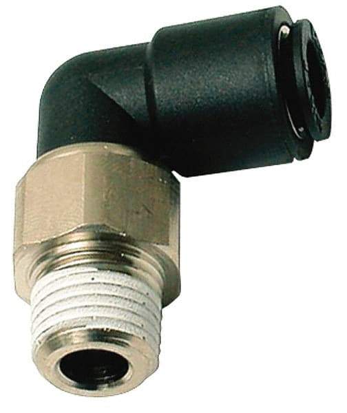 Legris - 10mm Outside Diam, 3/8 BSPT, Nylon Push-to-Connect Tube Male Swivel Elbow - 290 Max psi, Tube to Male BSPT Connection, Buna Nitrile O-Ring - Benchmark Tooling