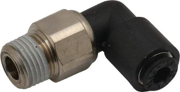 Legris - 5/32" Outside Diam, 1/8 NPT, Nylon Push-to-Connect Tube Male Swivel Elbow - 290 Max psi, Tube to Male NPT Connection, Buna Nitrile O-Ring - Benchmark Tooling