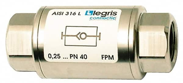 Legris - 1/2" Stainless Steel Check Valve - Unidirectional, Female BSPP x Female BSPP, 580 WOG - Benchmark Tooling