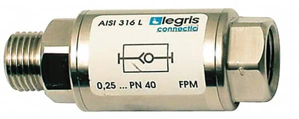 Legris - 1/2" Stainless Steel Check Valve - Unidirectional, Male BSPP x Female BSPP, 580 WOG - Benchmark Tooling