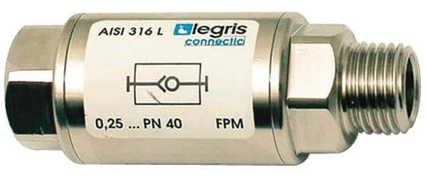 Legris - 1/2" Stainless Steel Check Valve - Unidirectional, Female BSPP x Male BSPP, 580 WOG - Benchmark Tooling