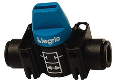 Legris - 10mm Pipe, Standard Port, Composite Miniature Ball Valve - 1 Piece, Inline - Two Way Flow, Push-to-Connect x Push-to-Connect Ends, Short Handle, 150 WOG - Benchmark Tooling