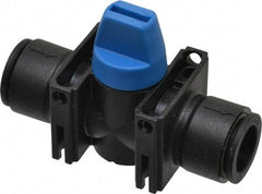 Legris - 12mm Pipe, Standard Port, Composite Miniature Ball Valve - 1 Piece, Inline - Two Way Flow, Push-to-Connect x Push-to-Connect Ends, Short Handle, 150 WOG - Benchmark Tooling