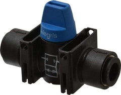 Legris - 3/8" Pipe, Standard Port, Composite Miniature Ball Valve - 1 Piece, Inline - Two Way Flow, Push-to-Connect x Push-to-Connect Ends, Short Handle, 150 WOG - Benchmark Tooling