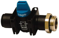 Legris - 3/8" Pipe, Standard Port, Composite Miniature Ball Valve - 1 Piece, Inline - Two Way Flow, MBSPP x Push-to-Connect Ends, Short Handle, 150 WOG - Benchmark Tooling