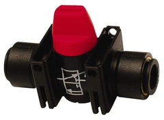 Legris - 3/8" Pipe, Standard Port, Composite Miniature Ball Valve - 1 Piece, Inline - Two Way Flow, Push-to-Connect x Push-to-Connect Ends, Short Handle, 150 WOG - Benchmark Tooling