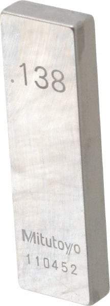 Mitutoyo - 0.138" Rectangular Steel Gage Block - Accuracy Grade 0, Includes Certificate of Inspection - Benchmark Tooling