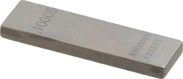 Mitutoyo - 0.10005" Rectangular Steel Gage Block - Accuracy Grade 0, Includes Certificate of Inspection - Benchmark Tooling