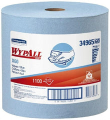 WypAll - X60 Dry Shop Towel/Industrial Wipes - Jumbo Roll, 13-3/8" x 12-1/2" Sheet Size, Blue - Benchmark Tooling