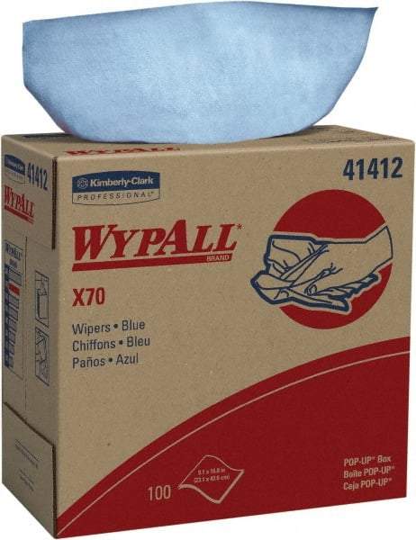 WypAll - X70 Reusable Shop Towel/Industrial Wipes - Pop-Up, 16-3/4" x 9" Sheet Size, Blue - Benchmark Tooling