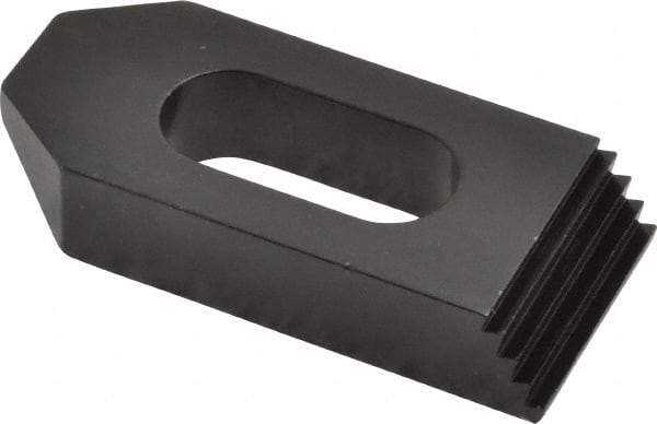 Jergens - 1/2" Stud, Low Carbon Steel, Plain Strap Clamp - 1/2" Travel, 2-1/2" OAL x 1-1/8" Wide x 1/2" High, Black Oxide Finish, Tapered Nose - Benchmark Tooling