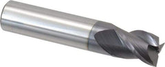 Accupro - 1/2", 5/8" LOC, 1/2" Shank Diam, 2-1/2" OAL, 3 Flute, Solid Carbide Square End Mill - Single End, AlTiN Finish, Spiral Flute, 40° Helix, Centercutting, Right Hand Cut, Right Hand Flute - Benchmark Tooling