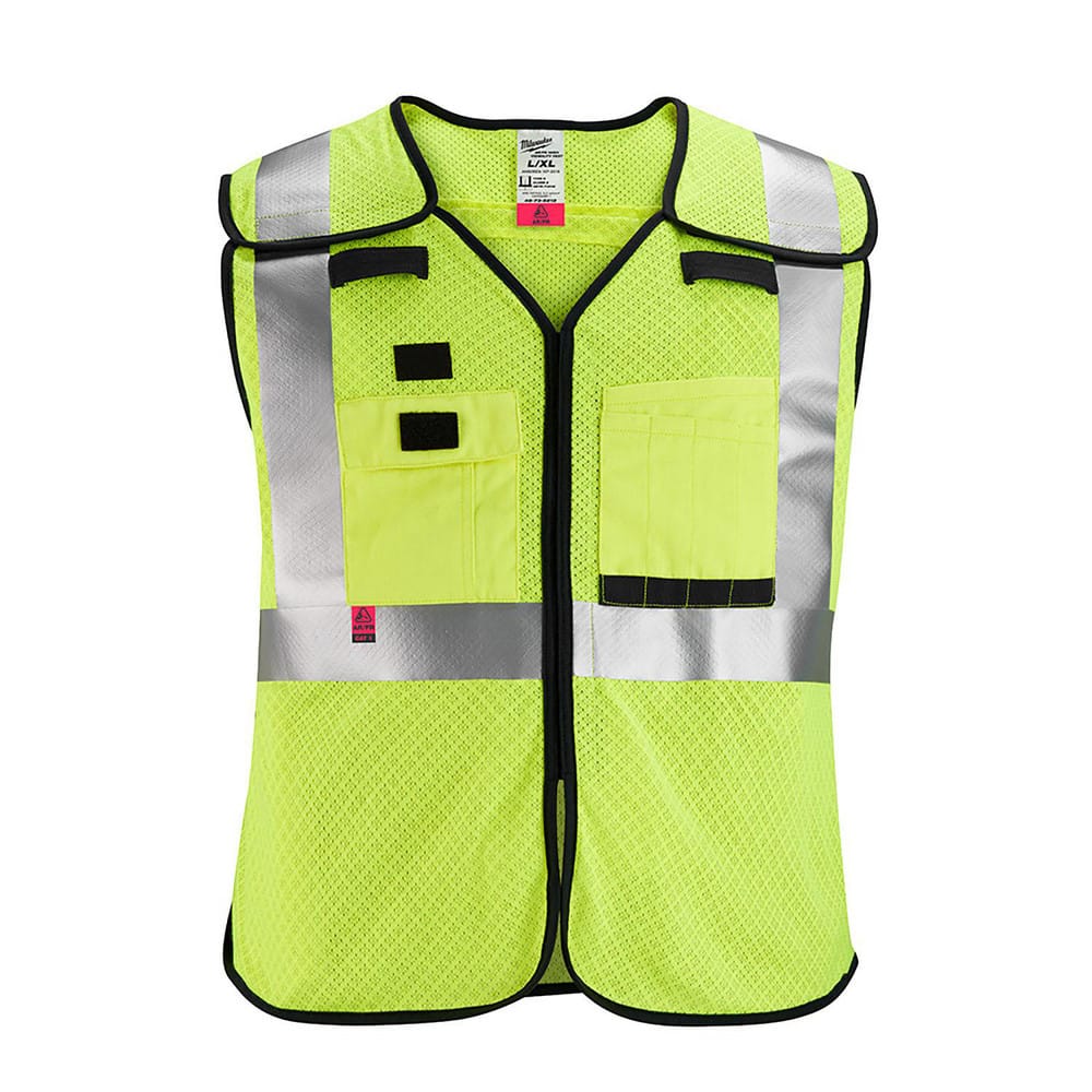 High Visibility Vests; Size: 2X/3X-Large; Color: Yellow; Closure Type: Zipper; ANSI Class: 2