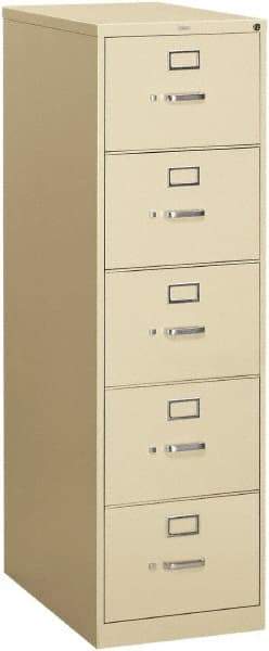 Hon - 18-1/4" Wide x 60" High x 26-1/2" Deep, 5 Drawer Vertical File - Steel, Putty - Benchmark Tooling