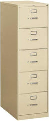 Hon - 18-1/4" Wide x 60" High x 26-1/2" Deep, 5 Drawer Vertical File - Steel, Putty - Benchmark Tooling