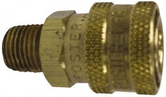 Value Collection - 3/8 Male x Female NPT Pneumatic Hose Quick Connect Socket - Brass, 1-1/8" Body Diam, 3/8" Hose ID - Benchmark Tooling