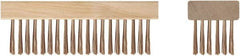 Ampco - 19 Rows x 6 Columns Bronze Scratch Brush - 7-1/4" OAL, 1-3/4" Trim Length, Wood Straight Handle - Benchmark Tooling