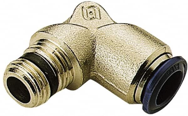 Alpha Technologies - 1/4" Outside Diam, 1/4 NPTF, Nickel Plated Brass Push-to-Connect Tube Male Elbow - 250 Max psi, Tube to Male NPT Connection, Buna O-Ring - Benchmark Tooling