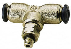 Alpha Technologies - 1/8" Outside Diam, 10-32 UNF, Nickel Plated Brass Push-to-Connect Male Swivel Branch Tee - 250 Max psi, Tube to Male UNF Connection, Buna O-Ring - Benchmark Tooling