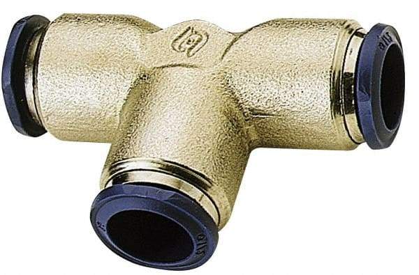 Alpha Technologies - 1/4" Outside Diam, Nickel Plated Brass Push-to-Connect Union Tee - 250 Max psi, Tube to Tube Connection, Buna O-Ring - Benchmark Tooling