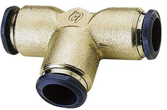 Alpha Technologies - 1/4" Outside Diam, Nickel Plated Brass Push-to-Connect Union Tee - 250 Max psi, Tube to Tube Connection, Buna O-Ring - Benchmark Tooling