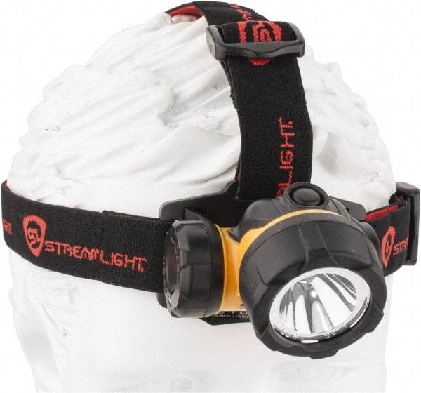 Streamlight - White LED Bulb, 150 Lumens, Hands-free Flashlight - Black, Yellow Plastic Body, 3 AAA Alkaline Batteries Included - Benchmark Tooling